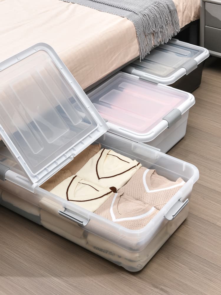 ベッド 下 収納 両開き収納ボックス 薄型スライド