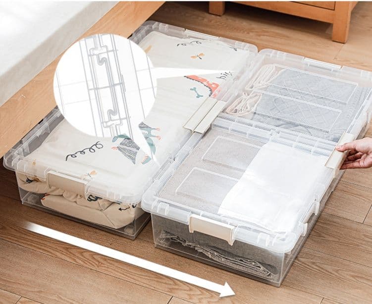 ベッド 下 収納 薄型クリア収納ボックス